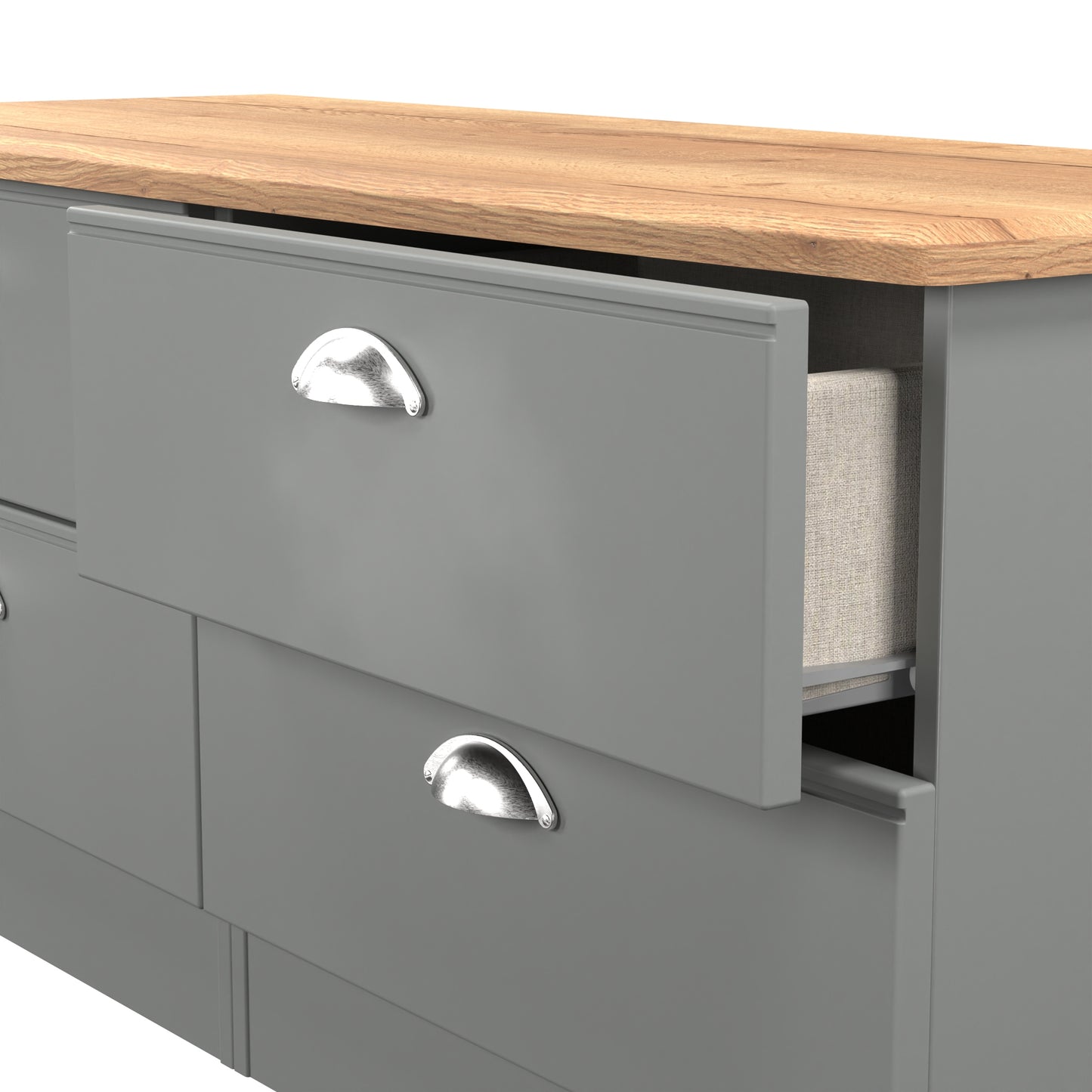 Victoria Large Chest of Drawers Grey & Light Oak 4 Drawers 112cm