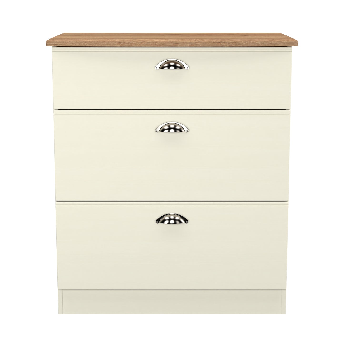 Victoria Chest of Drawers Cream & Light Oak 3 Drawers 42cm