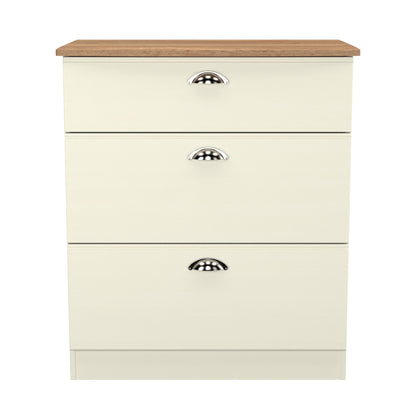 Victoria Chest of Drawers Cream & Light Oak 3 Drawers 42cm