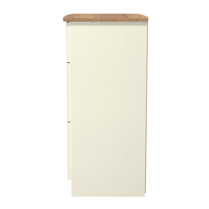 Victoria Chest of Drawers Cream & Light Oak 3 Drawers 42cm
