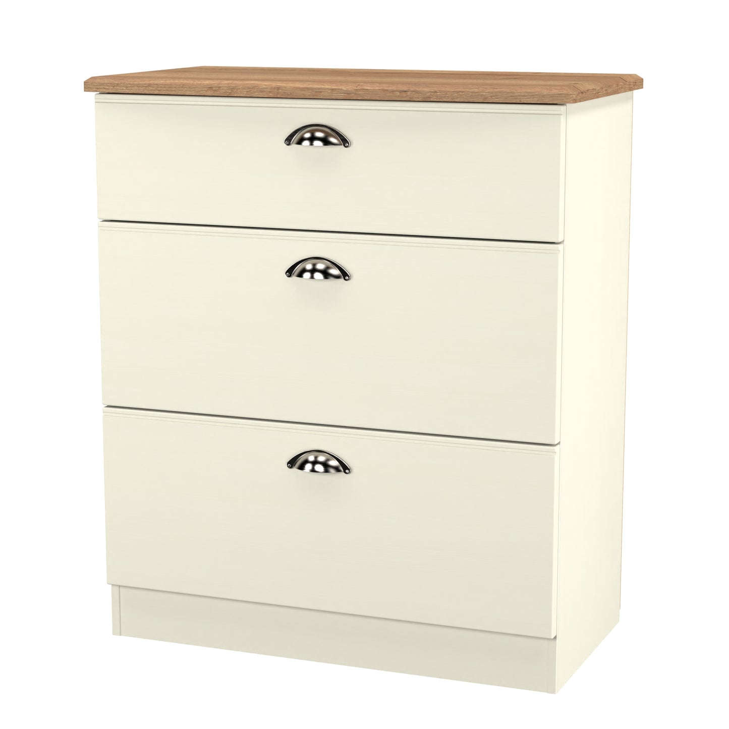 Victoria Chest of Drawers Cream & Light Oak 3 Drawers 42cm