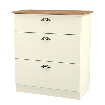 Victoria Chest of Drawers Cream & Light Oak 3 Drawers 42cm