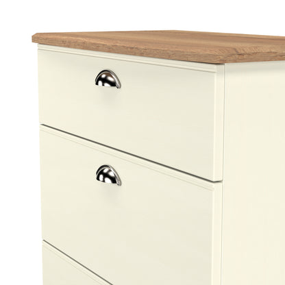 Victoria Chest of Drawers Cream & Light Oak 3 Drawers 42cm