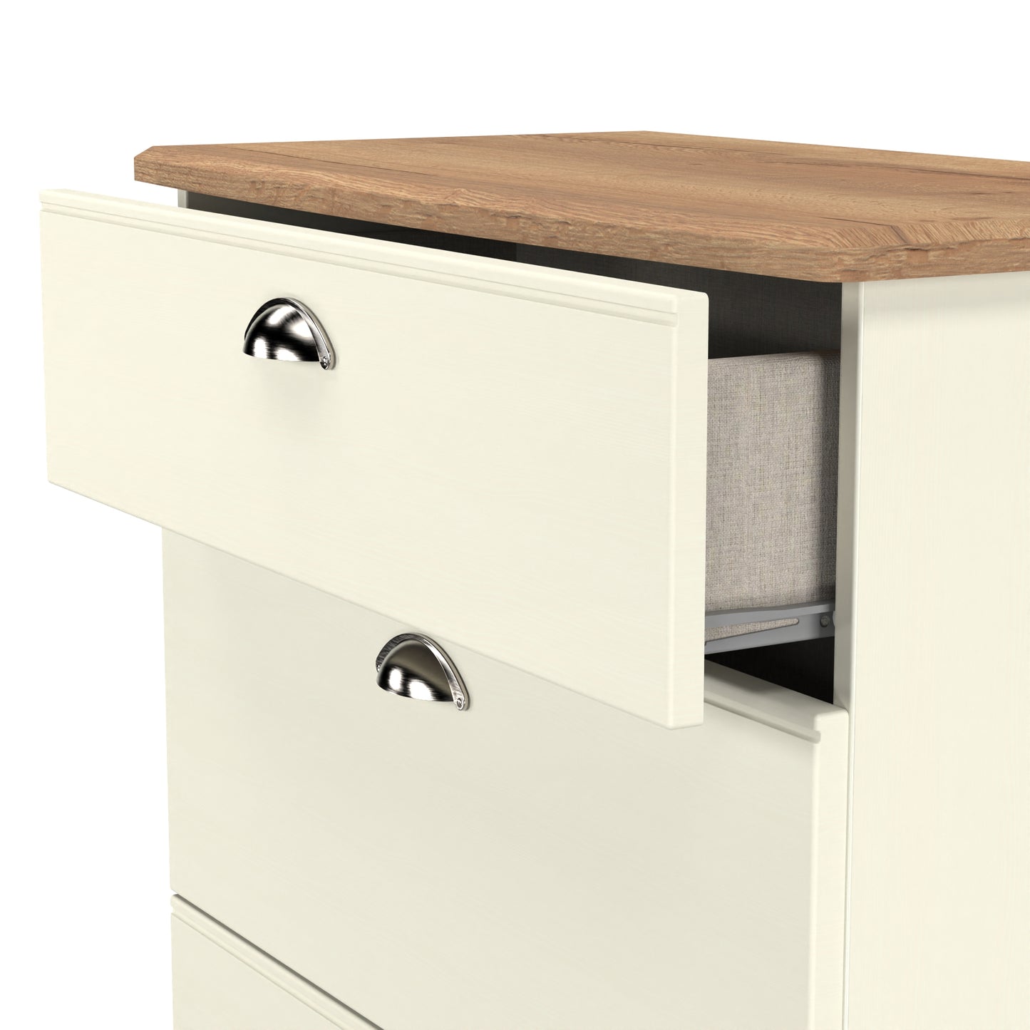Victoria Chest of Drawers Cream & Light Oak 3 Drawers 42cm