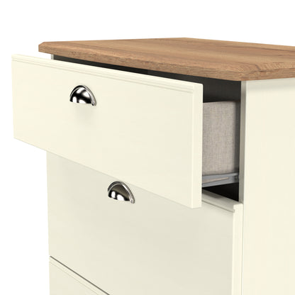 Victoria Chest of Drawers Cream & Light Oak 3 Drawers 42cm
