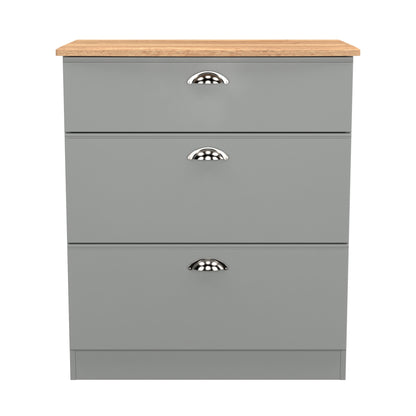 Victoria Chest of Drawers Grey & Light Oak 3 Drawers 42cm