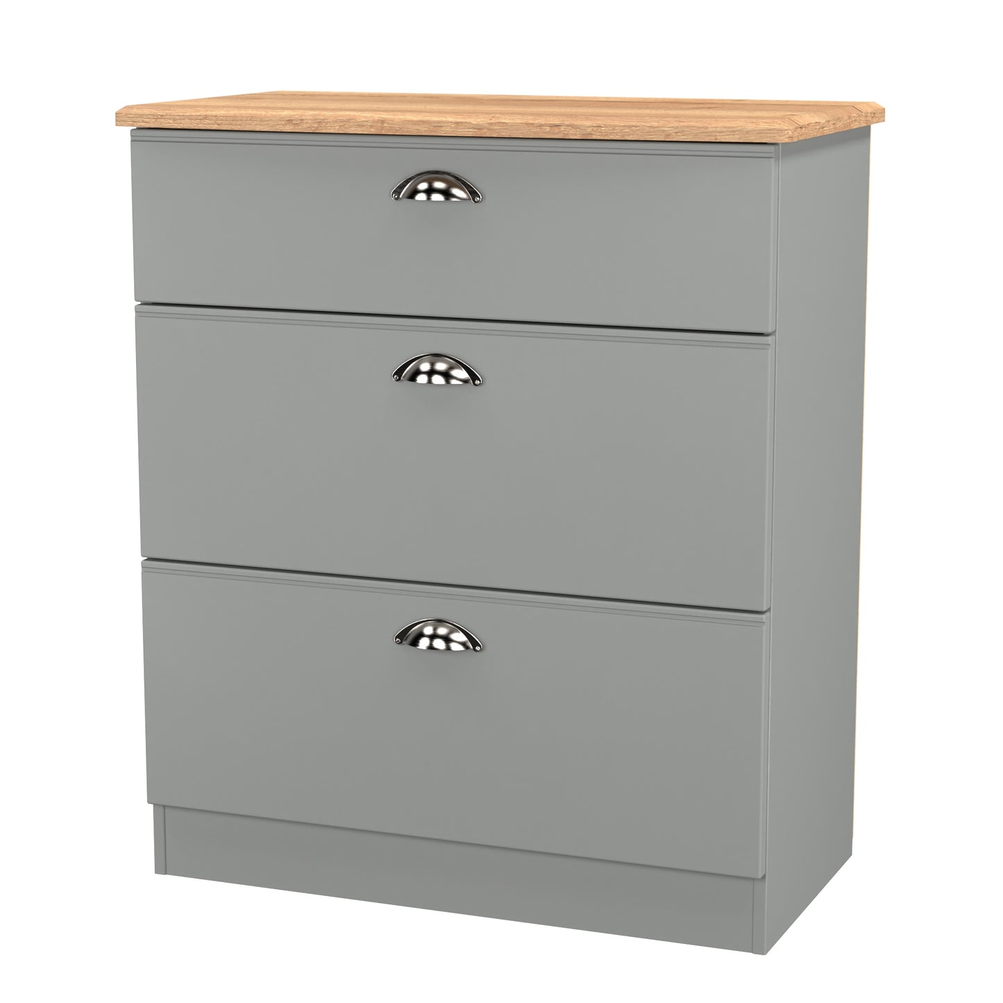 Victoria Chest of Drawers Grey & Light Oak 3 Drawers 42cm