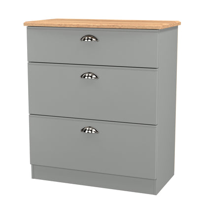 Victoria Chest of Drawers Grey & Light Oak 3 Drawers 42cm