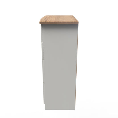 Victoria Tall Chest of Drawers Cream & Light Oak 4 Drawers 77cm