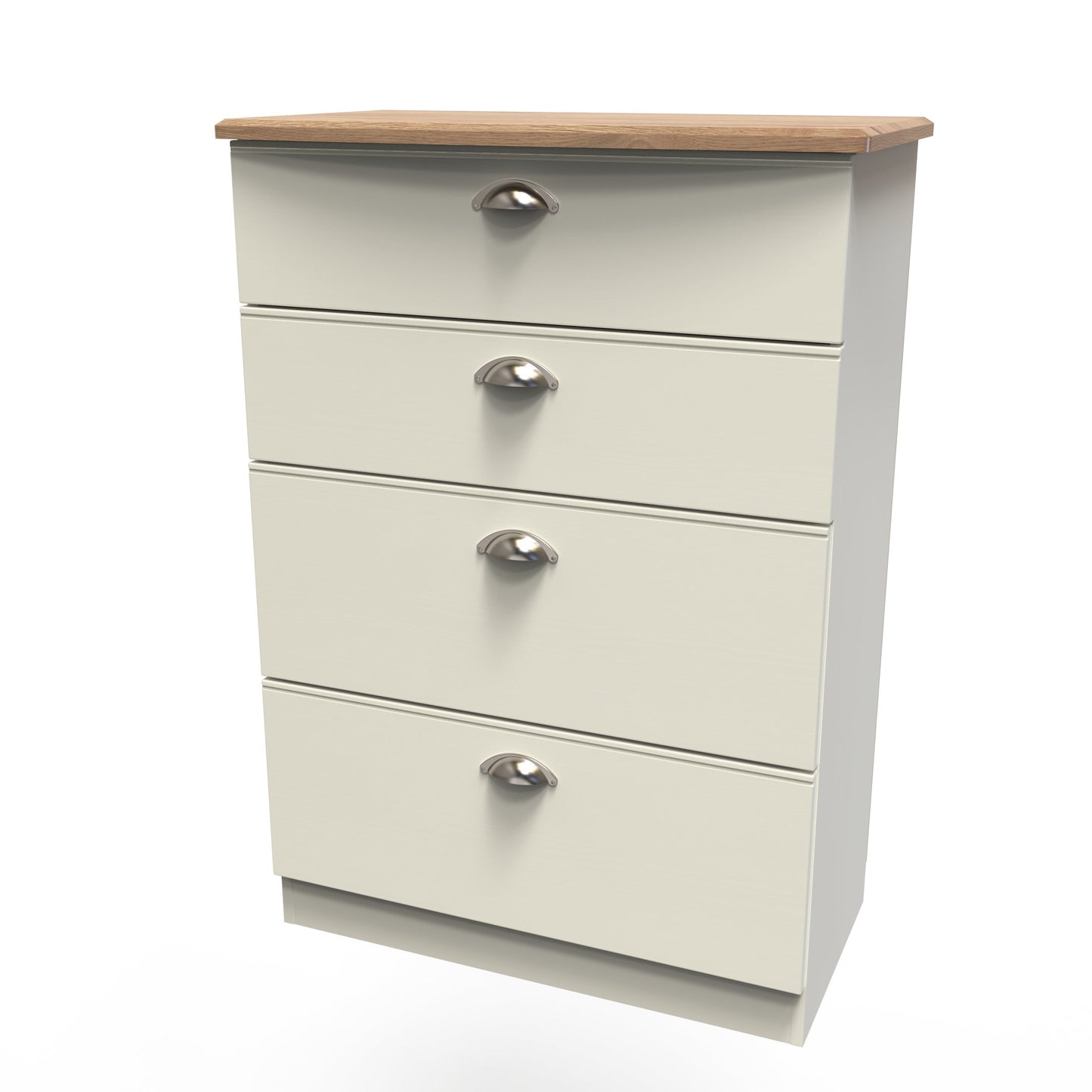 Victoria Tall Chest of Drawers Cream & Light Oak 4 Drawers 77cm