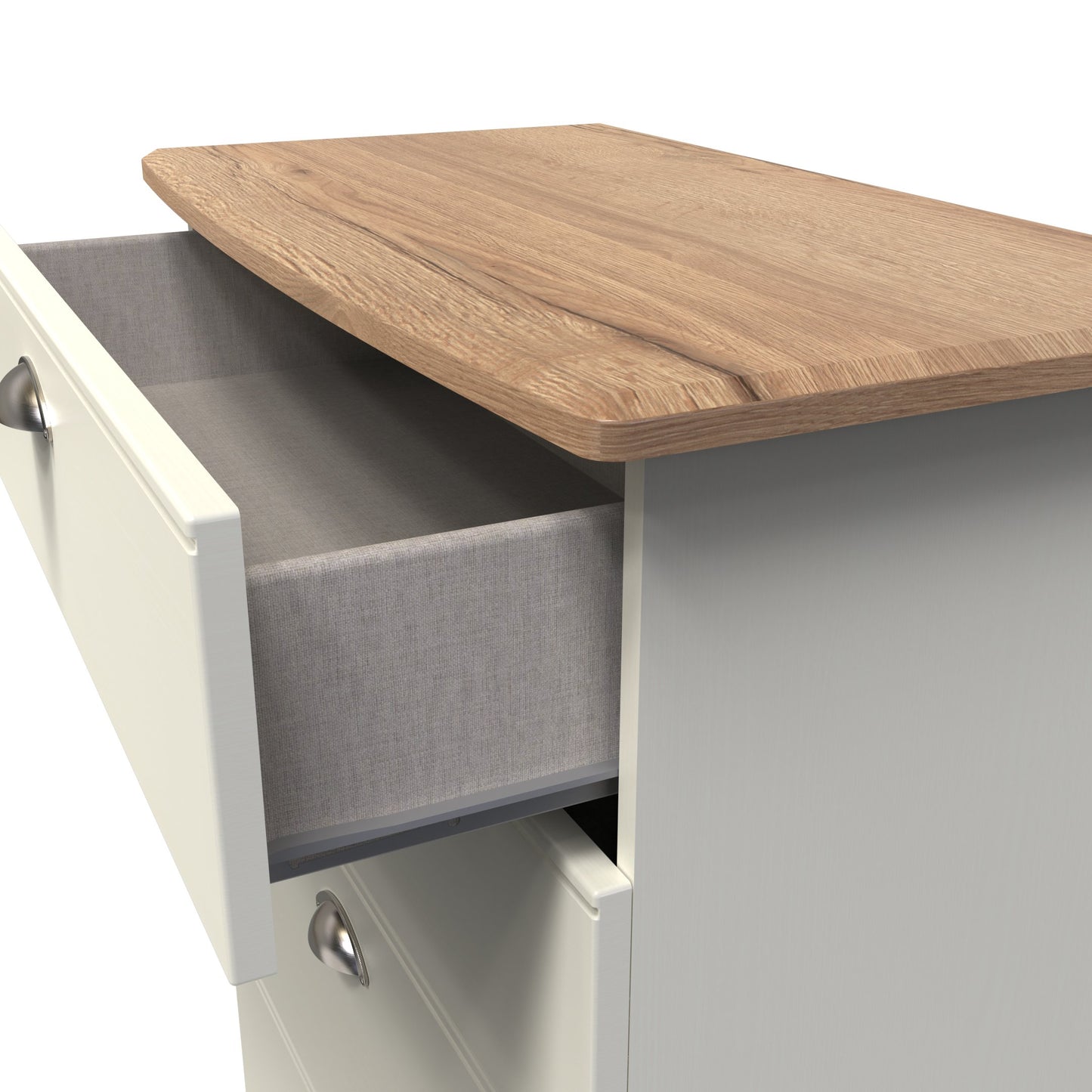 Victoria Tall Chest of Drawers Cream & Light Oak 4 Drawers 77cm