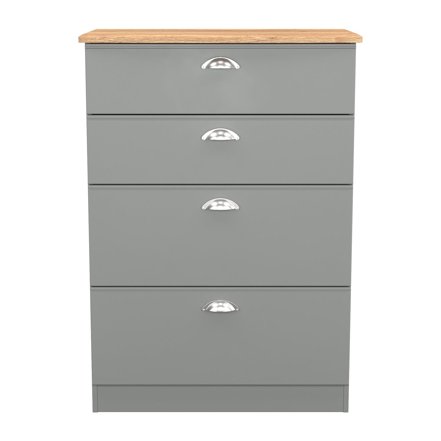 Victoria Tall Chest of Drawers Grey & Light Oak 4 Drawers 77cm