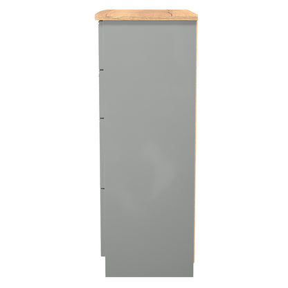 Victoria Tall Chest of Drawers Grey & Light Oak 4 Drawers 77cm