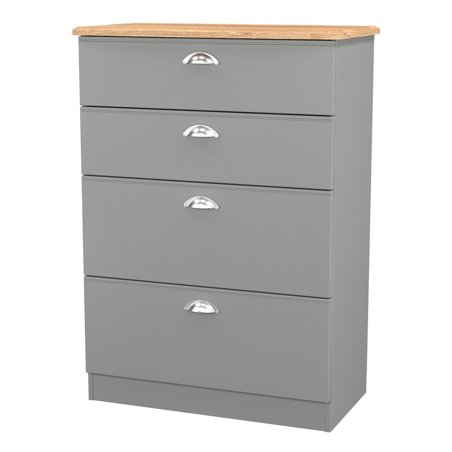 Victoria Tall Chest of Drawers Grey & Light Oak 4 Drawers 77cm