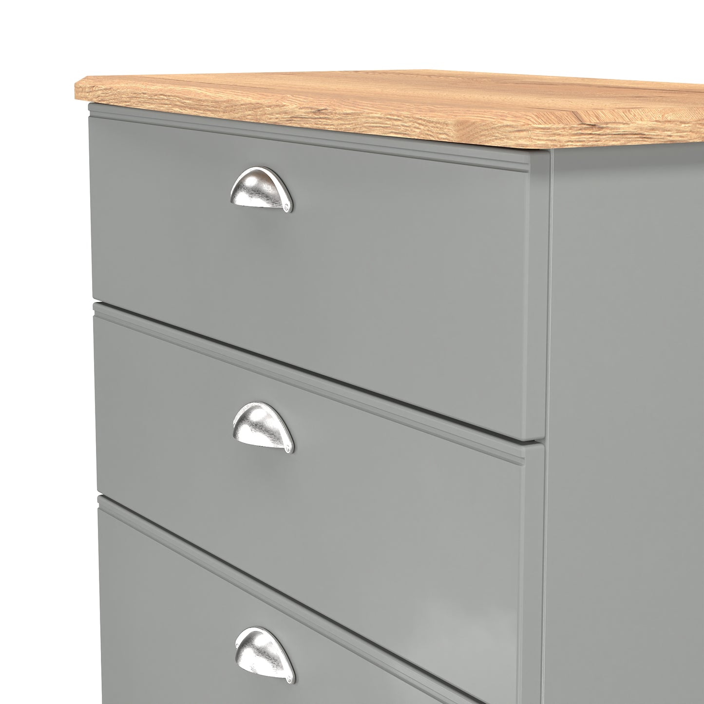 Victoria Tall Chest of Drawers Grey & Light Oak 4 Drawers 77cm