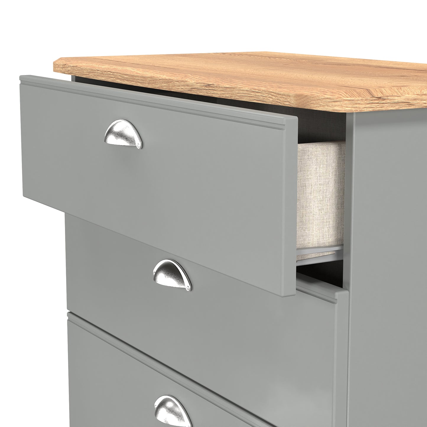 Victoria Tall Chest of Drawers Grey & Light Oak 4 Drawers 77cm