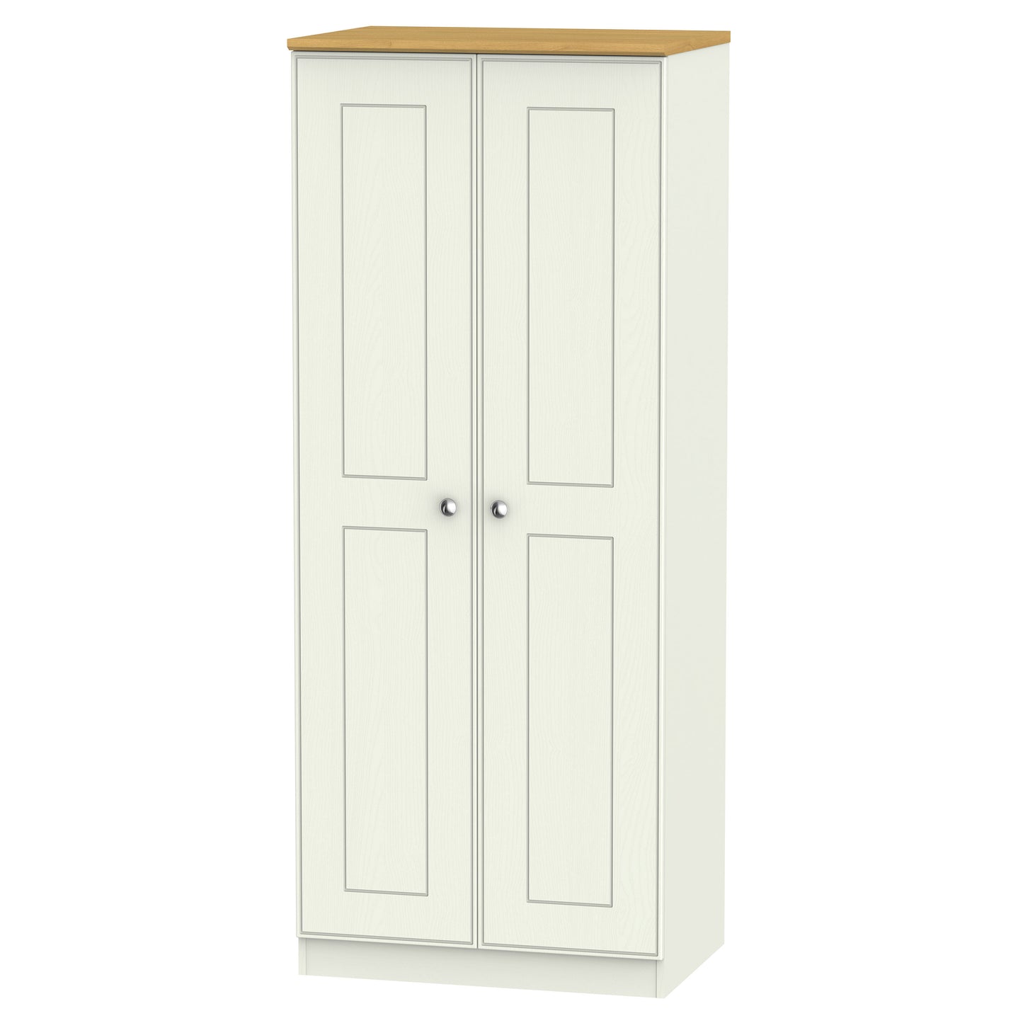 Victoria Tall Wardrobe Cream & Light Oak 2 Doors 1 Shelf 74cm