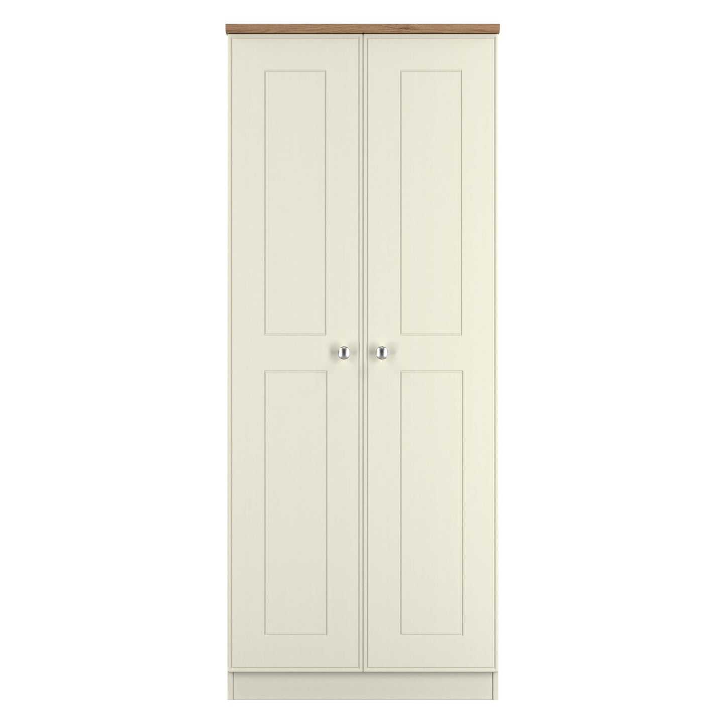 Victoria Tall Wardrobe Cream & Light Oak 2 Doors 1 Shelf 74cm