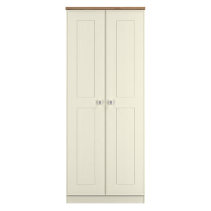 Victoria Tall Wardrobe Cream & Light Oak 2 Doors 1 Shelf 74cm