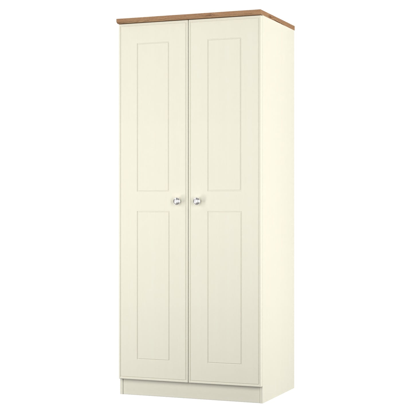 Victoria Tall Wardrobe Cream & Light Oak 2 Doors 1 Shelf 74cm
