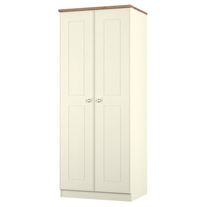 Victoria Tall Wardrobe Cream & Light Oak 2 Doors 1 Shelf 74cm