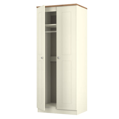 Victoria Tall Wardrobe Cream & Light Oak 2 Doors 1 Shelf 74cm