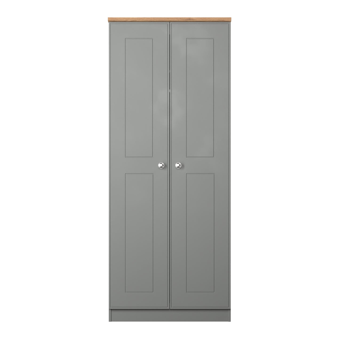 Victoria Tall Wardrobe Grey & Light Oak 2 Doors 1 Shelf 74cm