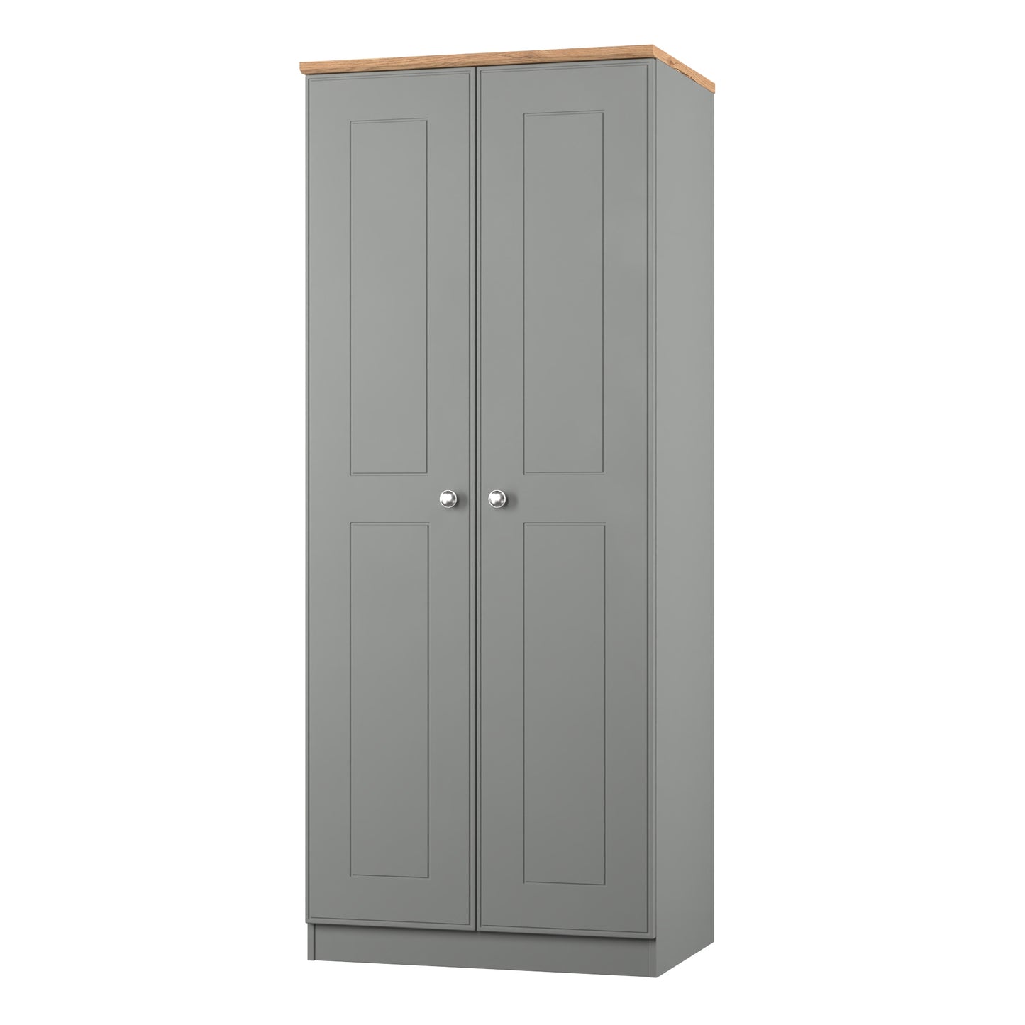 Victoria Tall Wardrobe Grey & Light Oak 2 Doors 1 Shelf 74cm