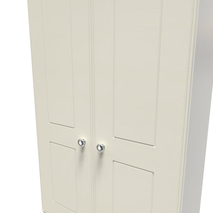 Victoria Tall Wardrobe Cream & Light Oak 2 Doors 2 Drawers 74cm