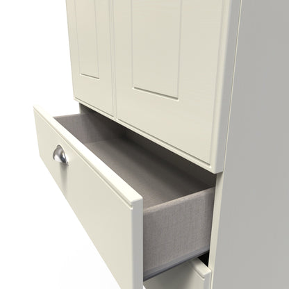 Victoria Tall Wardrobe Cream & Light Oak 2 Doors 2 Drawers 74cm
