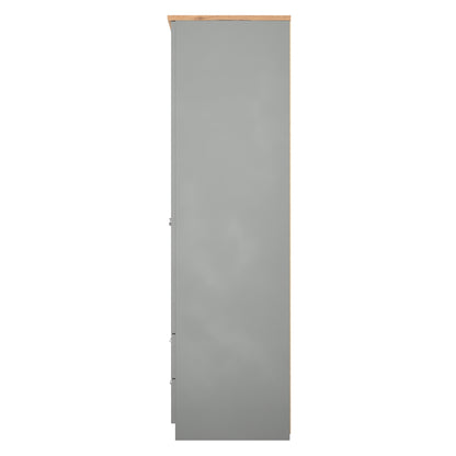 Victoria Tall Wardrobe Grey & Light Oak 2 Doors 2 Drawers 74cm