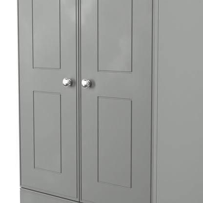 Victoria Tall Wardrobe Grey & Light Oak 2 Doors 2 Drawers 74cm