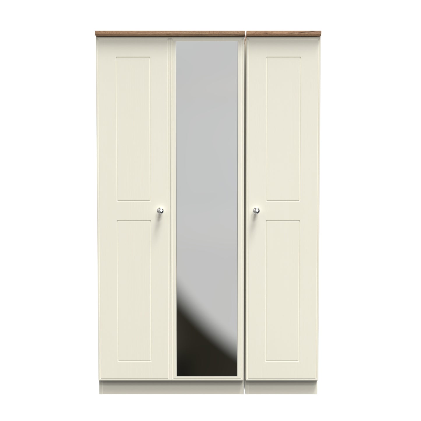 Victoria Tall Mirror Wardrobe Cream & Light Oak 1 Shelf 111cm