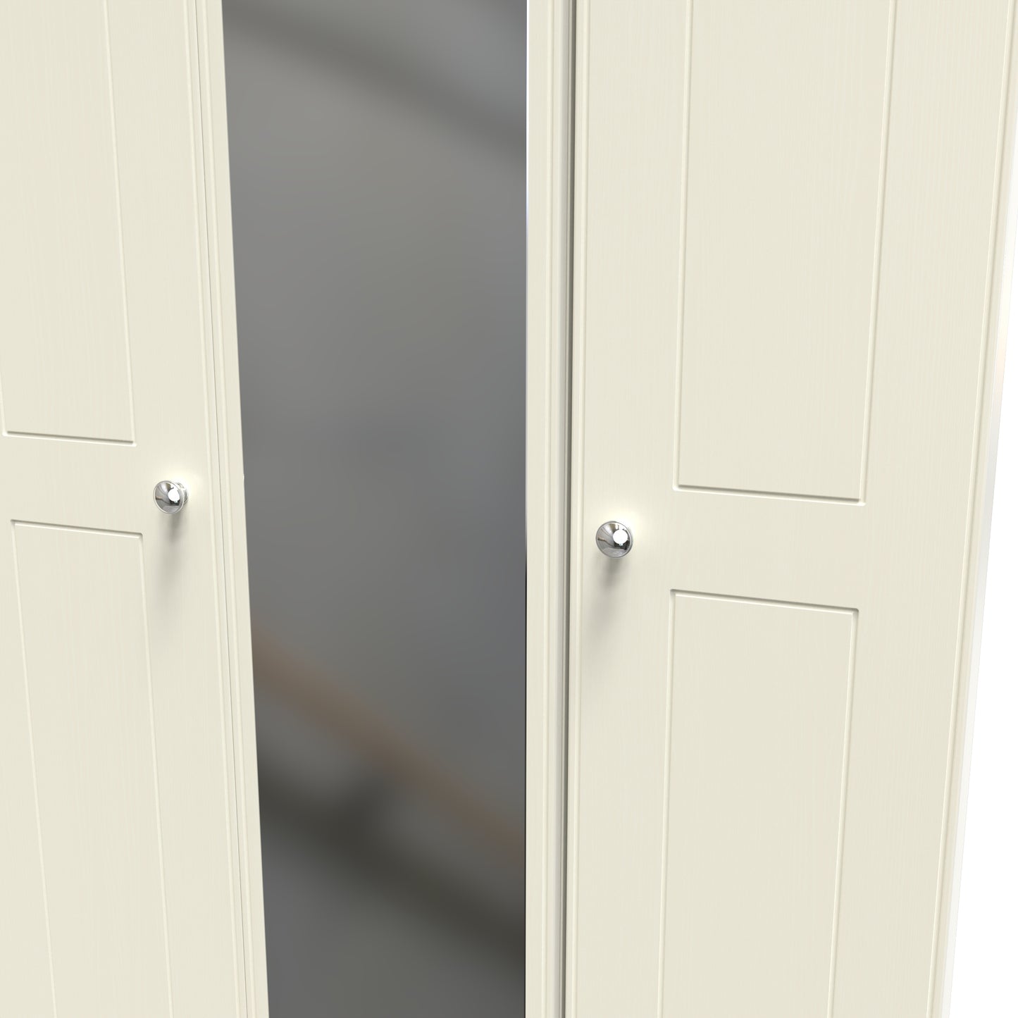 Victoria Tall Mirror Wardrobe Cream & Light Oak 1 Shelf 111cm