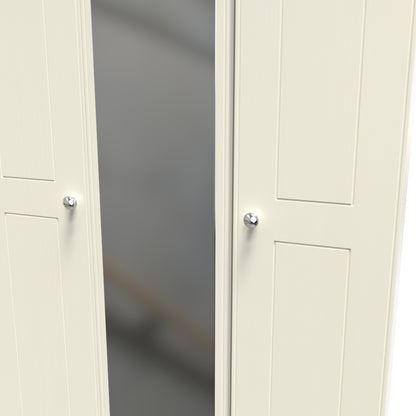 Victoria Tall Mirror Wardrobe Cream & Light Oak 1 Shelf 111cm