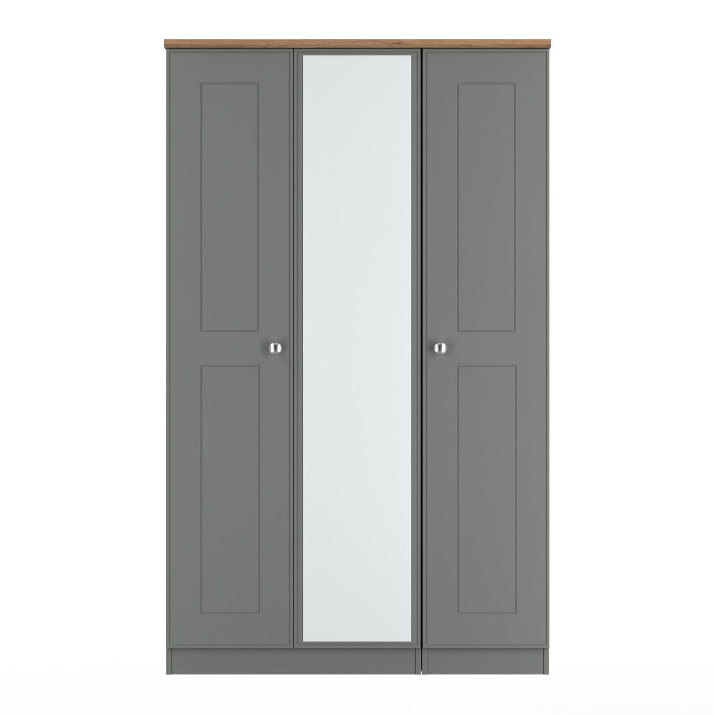 Victoria Tall Mirror Wardrobe Grey & Light Oak 1 Shelf 111cm