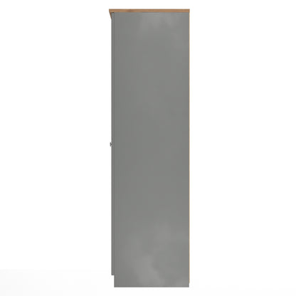 Victoria Tall Mirror Wardrobe Grey & Light Oak 1 Shelf 111cm
