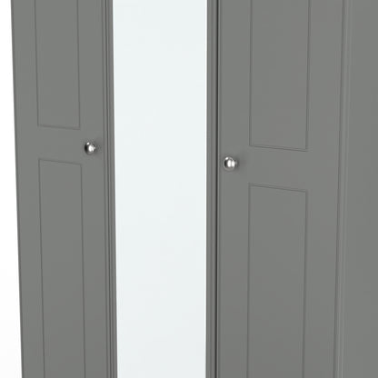 Victoria Tall Mirror Wardrobe Grey & Light Oak 1 Shelf 111cm