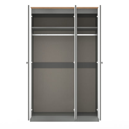Victoria Tall Mirror Wardrobe Grey & Light Oak 1 Shelf 111cm