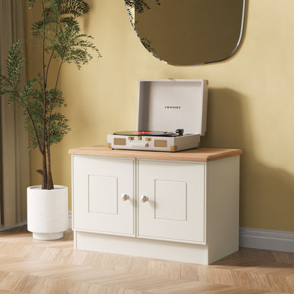 Victoria TV Unit Cream & Light Oak 2 Doors 77cm