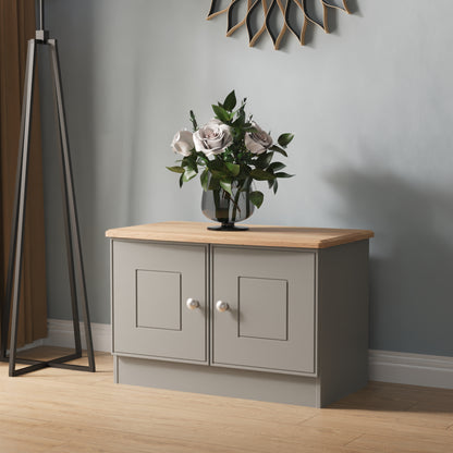 Victoria TV Unit Grey & Light Oak 2 Doors 77cm
