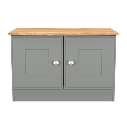 Victoria TV Unit Grey & Light Oak 2 Doors 77cm