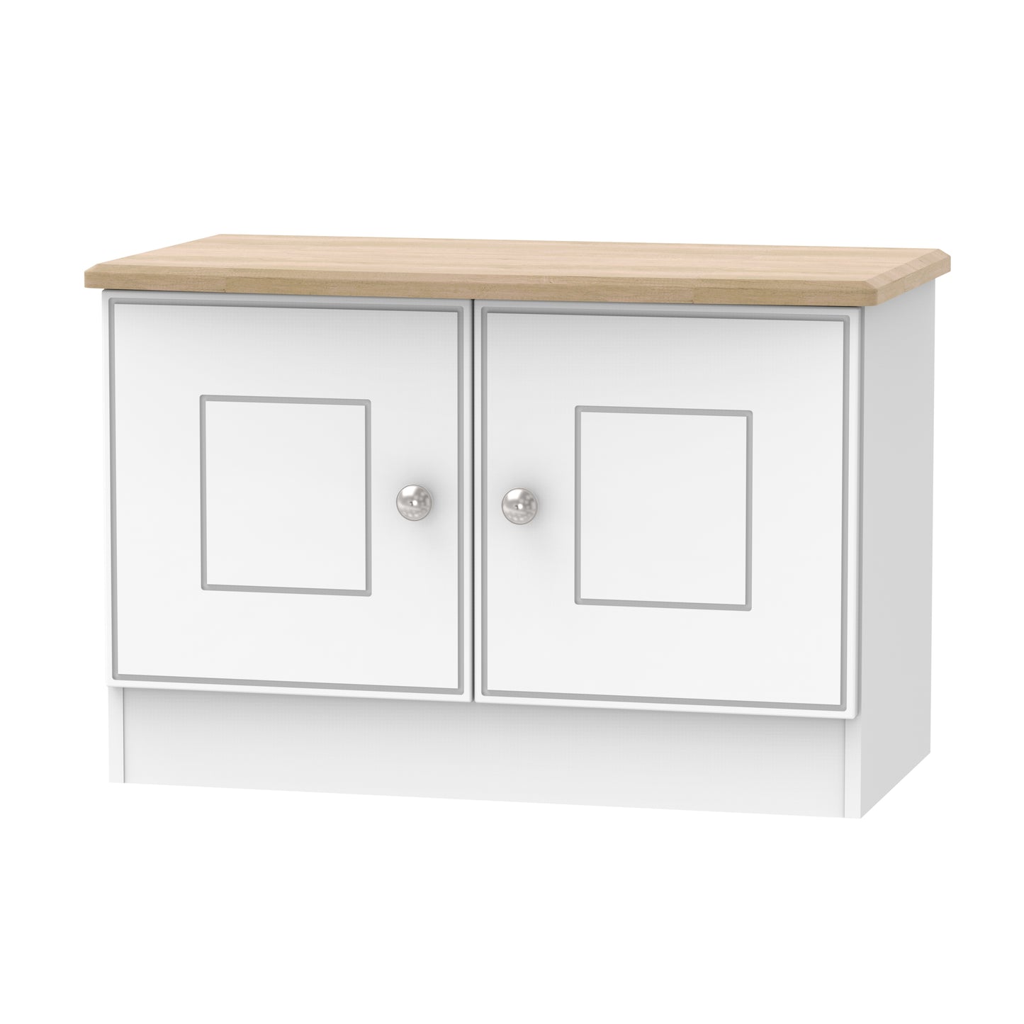 Victoria TV Unit White & Light Oak 2 Doors 77cm