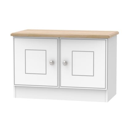 Victoria TV Unit White & Light Oak 2 Doors 77cm