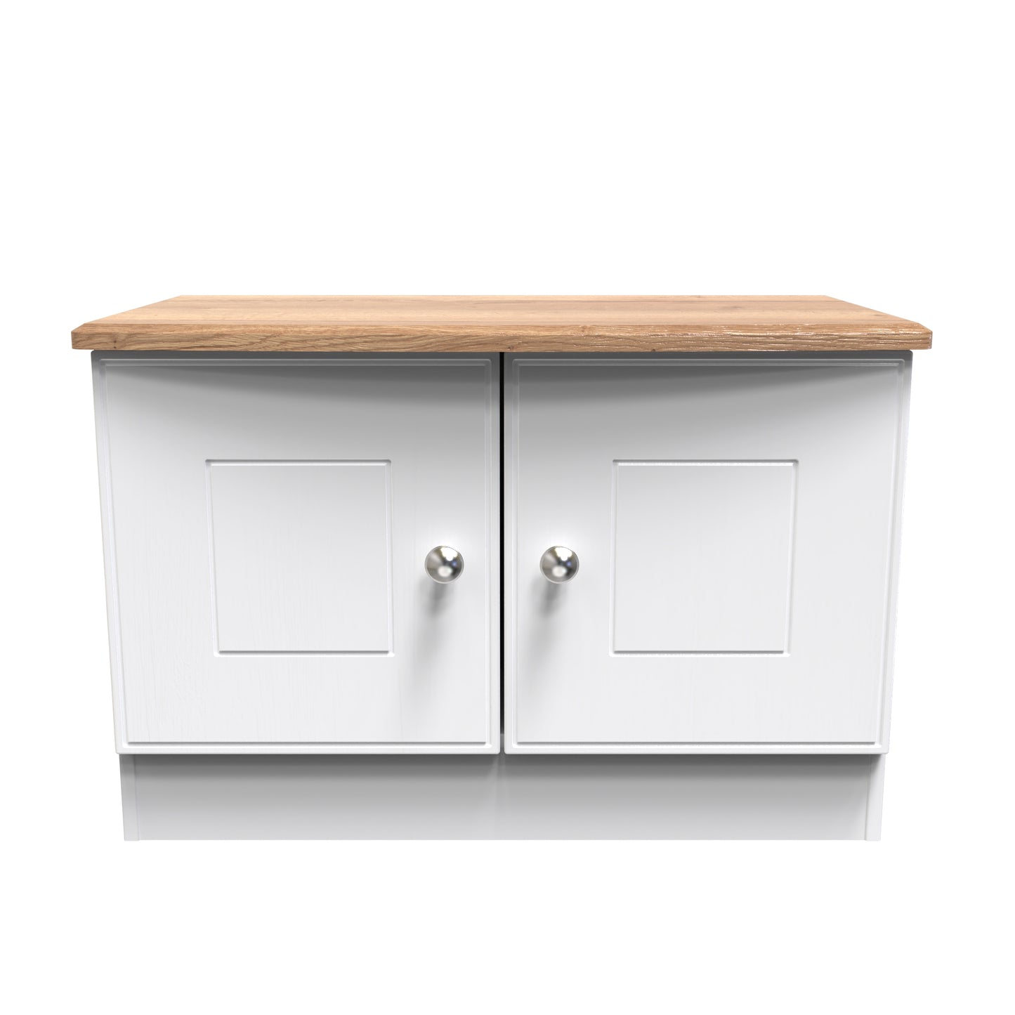 Victoria TV Unit White & Light Oak 2 Doors 77cm