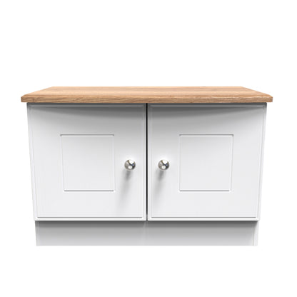 Victoria TV Unit White & Light Oak 2 Doors 77cm