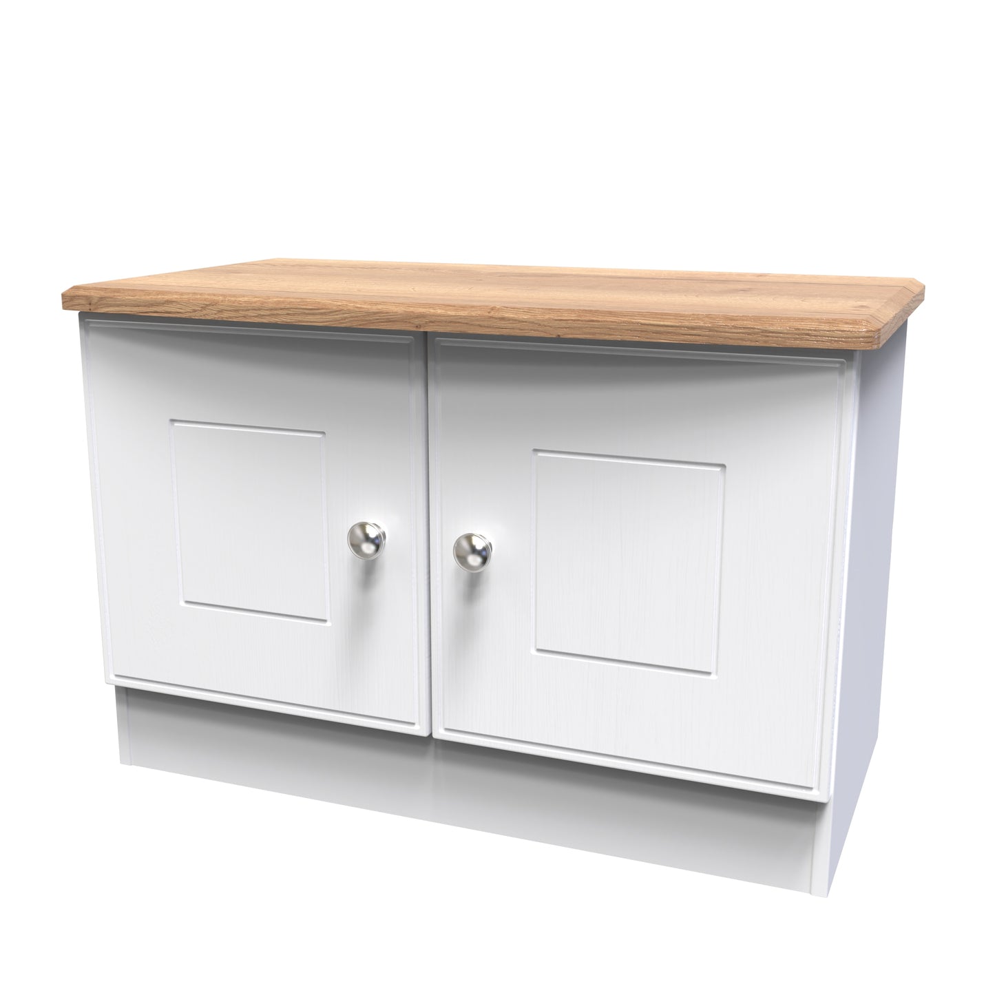 Victoria TV Unit White & Light Oak 2 Doors 77cm