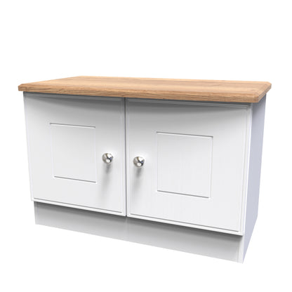 Victoria TV Unit White & Light Oak 2 Doors 77cm