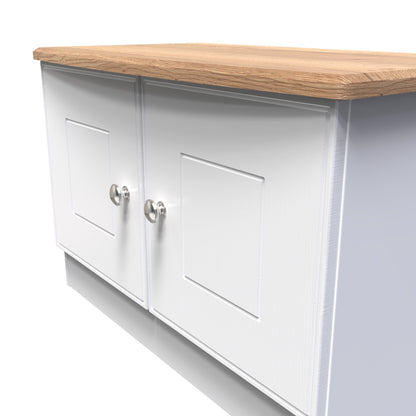 Victoria TV Unit White & Light Oak 2 Doors 77cm