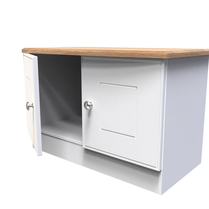 Victoria TV Unit White & Light Oak 2 Doors 77cm